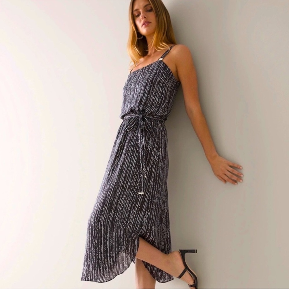WHBM Women's Sleeveless Lurex Midi Tank Dress